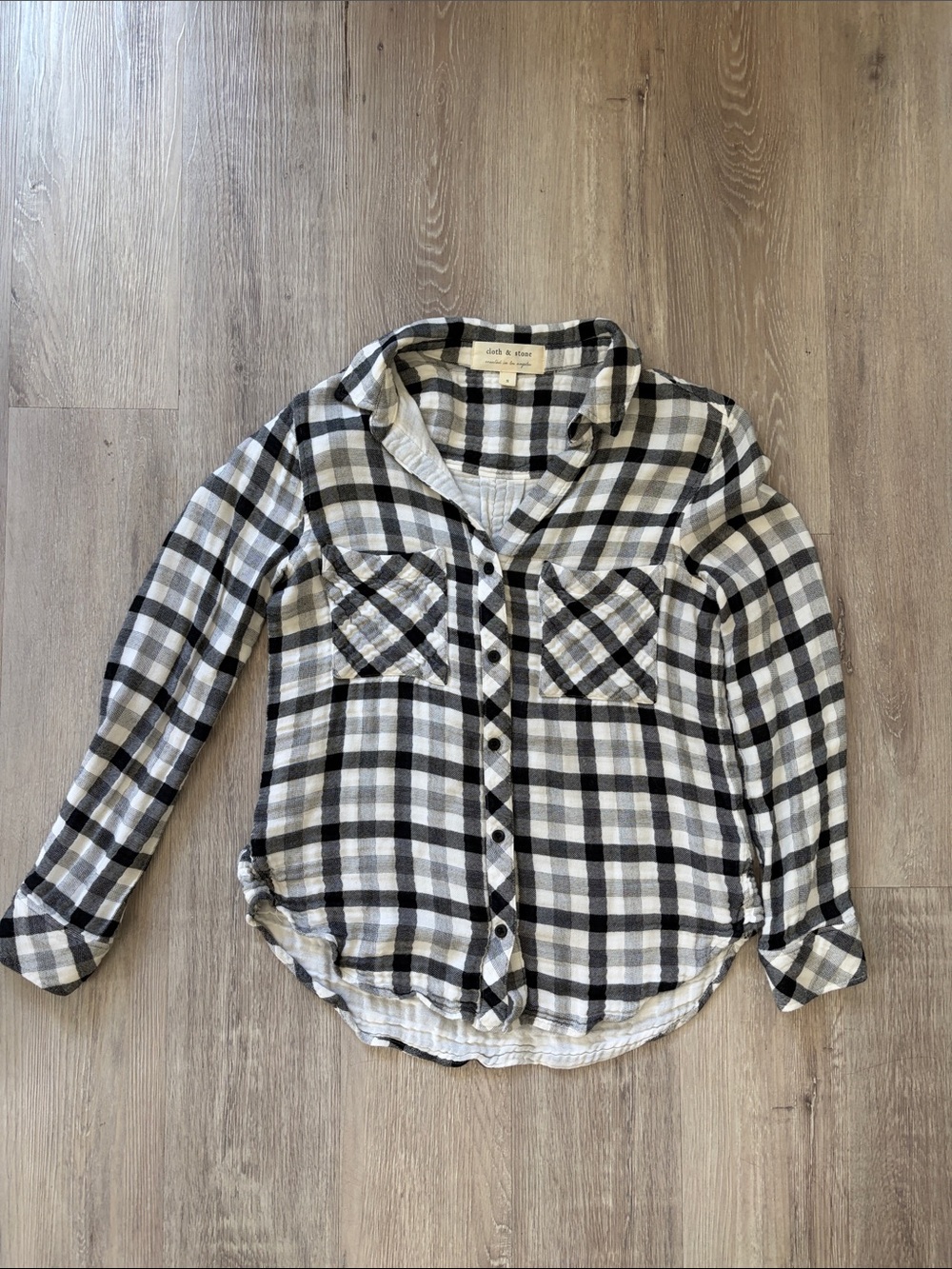 cloth & stone Black and White Plaid Button-Down Shirt
